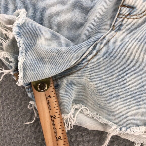 Pacsun Shorts Womens 28 Blue Acid Wash Denim High Rise Frayed Distressed Casual - Picture 11 of 13